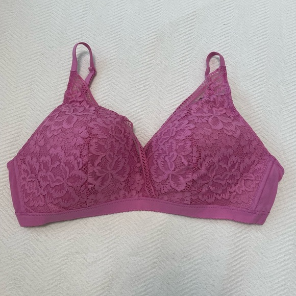 Knix Lace Deep V Bralette in Pink Size XL - Picture 1 of 5